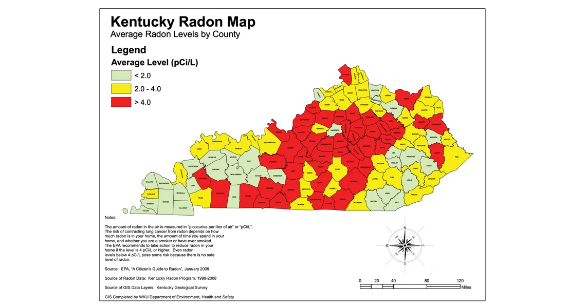 Radon Map of Kentucky